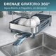 thumbnail image 3 of Escurridor de platos 2 niveles acero inoxidable desagüe giratorio 360° porta utensilios 3 divisiones drenaje central 46.7x32.2x41.7 cm, 3 of 7