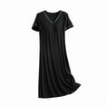 thumbnail image 4 of Sakmal Nightgowns for Women Cotton Plus Size Sleep Dress Black Short Sleeve Nightgowns for Women, 4 of 5
