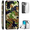 thumbnail image 1 of Compatible with AT&T Maestro 3 Brushed Metal Texture Hybrid Silver Guard Phone Case Cover (Camo Green Brown Crosshatch), 1 of 2
