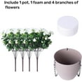 thumbnail image 5 of Artificial Faux Hanging Flowers Plants Basket for Outdoor Porch Spring Decoration, Fake Silk Fuchsia Camellia Planter UV Resistant Look Real for Outside Patio Balcony Garden Home, 5 of 5