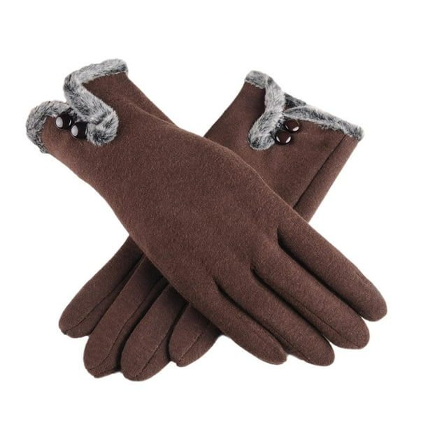 1 par de guantes de invierno para mujer, guantes táctil, guantes a prueba para mujeres y niñas, de invierno - marrón Sunnimix Guantes de invierno para mujer