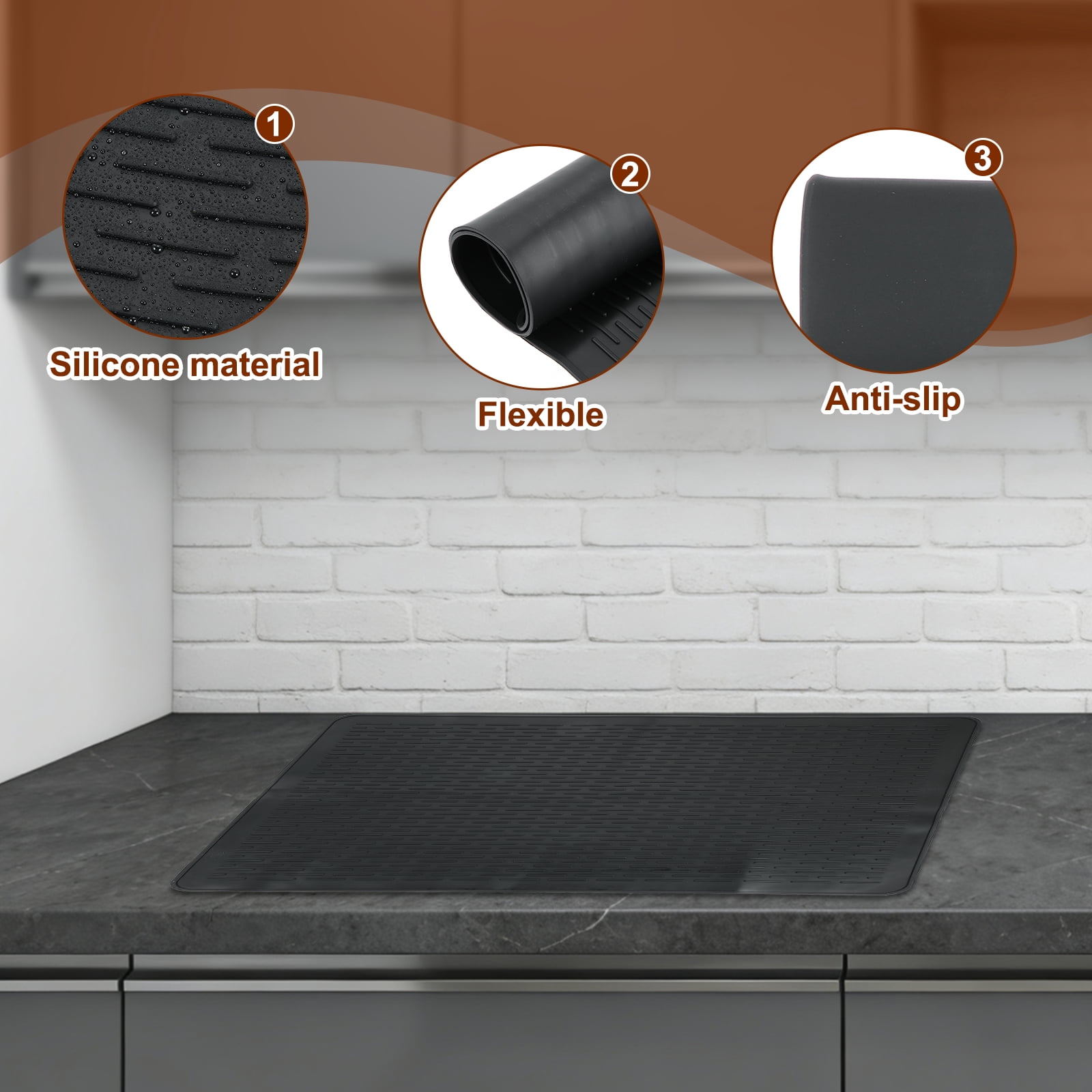Uxcell Stove Top Cover for Electric Stove, Includes 1Pcs Silicone Pad and 2Pcs Cooktop Gap Strip Silicone Stove Mat for Kitchen Glass Top Cooktop Protector , Black