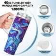 thumbnail image 3 of Salouo Swirl Print Blue Purple for 40oz Water Bottle with Handle & Flip Straw - Stainless Steel Vacuum Insulated Tumbler-Reusable Travel Coffee Mug- Gifts for Women & Men, 3 of 8