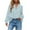 Light Blue, variant on Lenpel Women's Oversized Blouses Casual V Neck Quarter Button Embroidered Ruffle Long Sleeve Shirts Loose Tunic Tops(Yellow,X-Large)