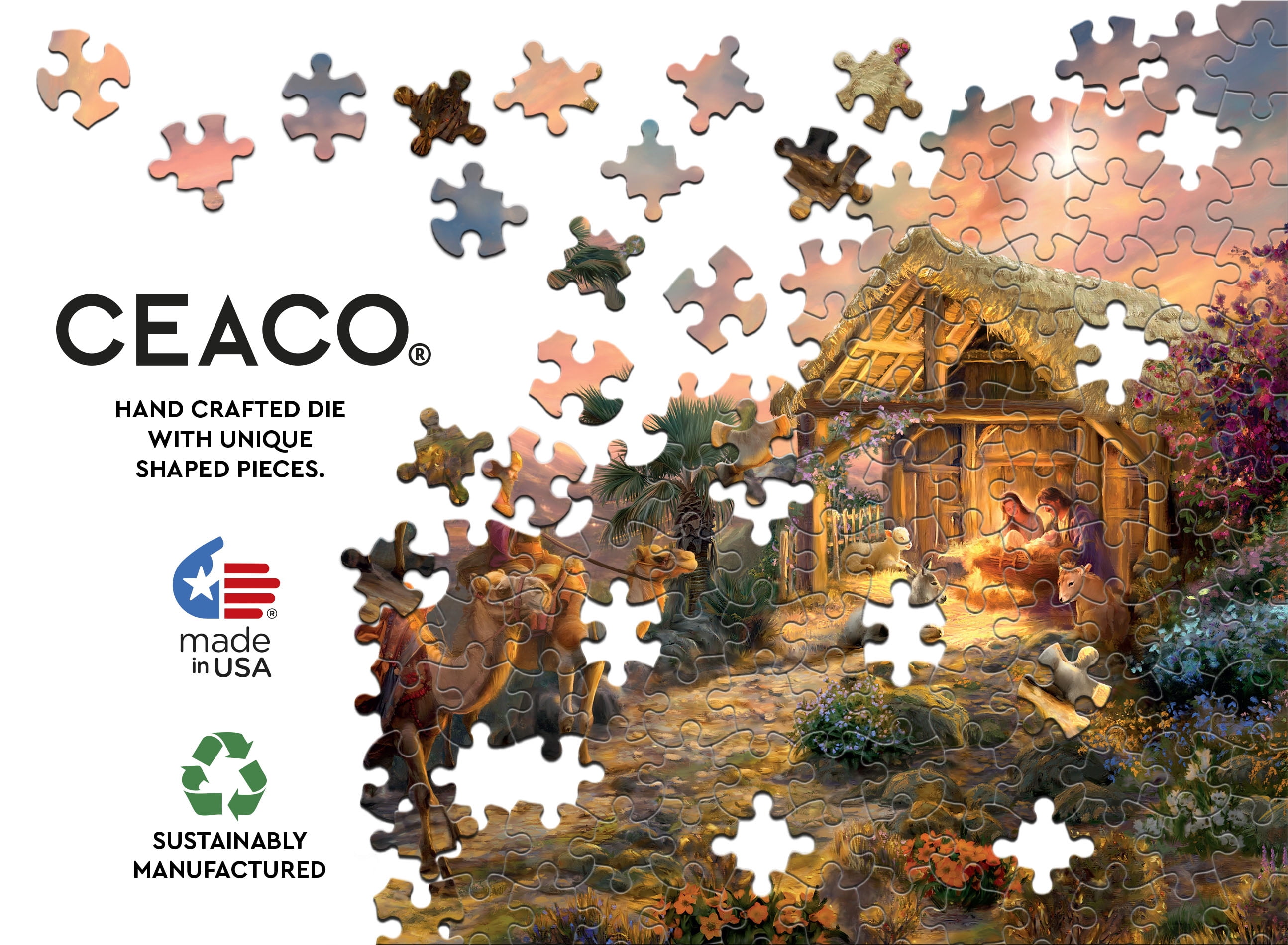 Ceaco 1000 Piece Away in the Manger Interlocking Jigsaw Puzzle