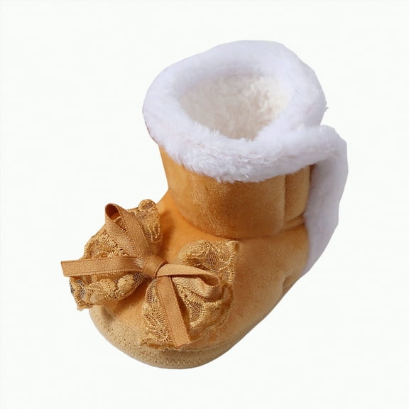 CAICJ98 Newborn Baby Boys Girls Cozy Fleece Booties with Grippers Stay On Slipper Socks Infant Toddler Crib Baby Boy Girl Winter Shoes Khaki,3(Infant)