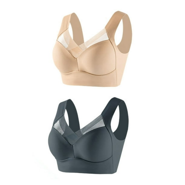 Aayomet Push Up Bras for Women lace tank top underwear thin side fold side  breast gather adjustable bra (Khaki, XL)