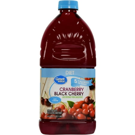 80 Black Value Pack - (8 Pack) Great Value Diet Cranberry Black Cherry Juice Beverage, 64 fl oz