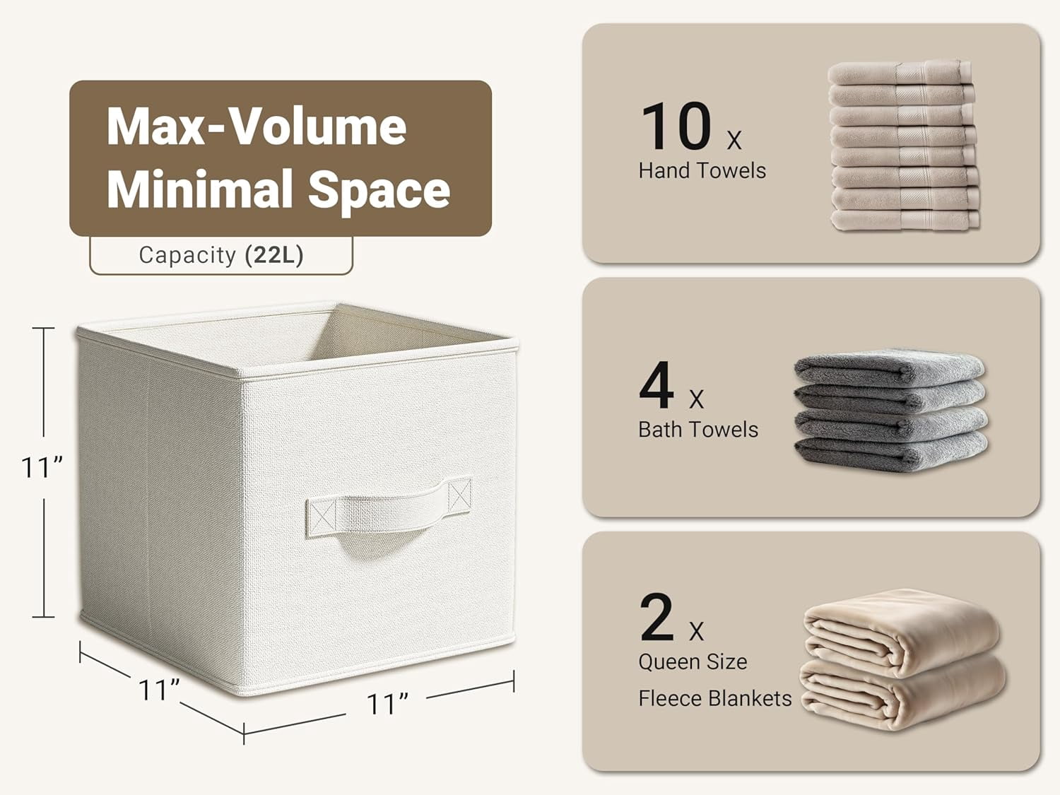 3 Pack Fabric Storage Bins for Shelves Closet Storage Bins Collapsible Closet Organizers for Clothes