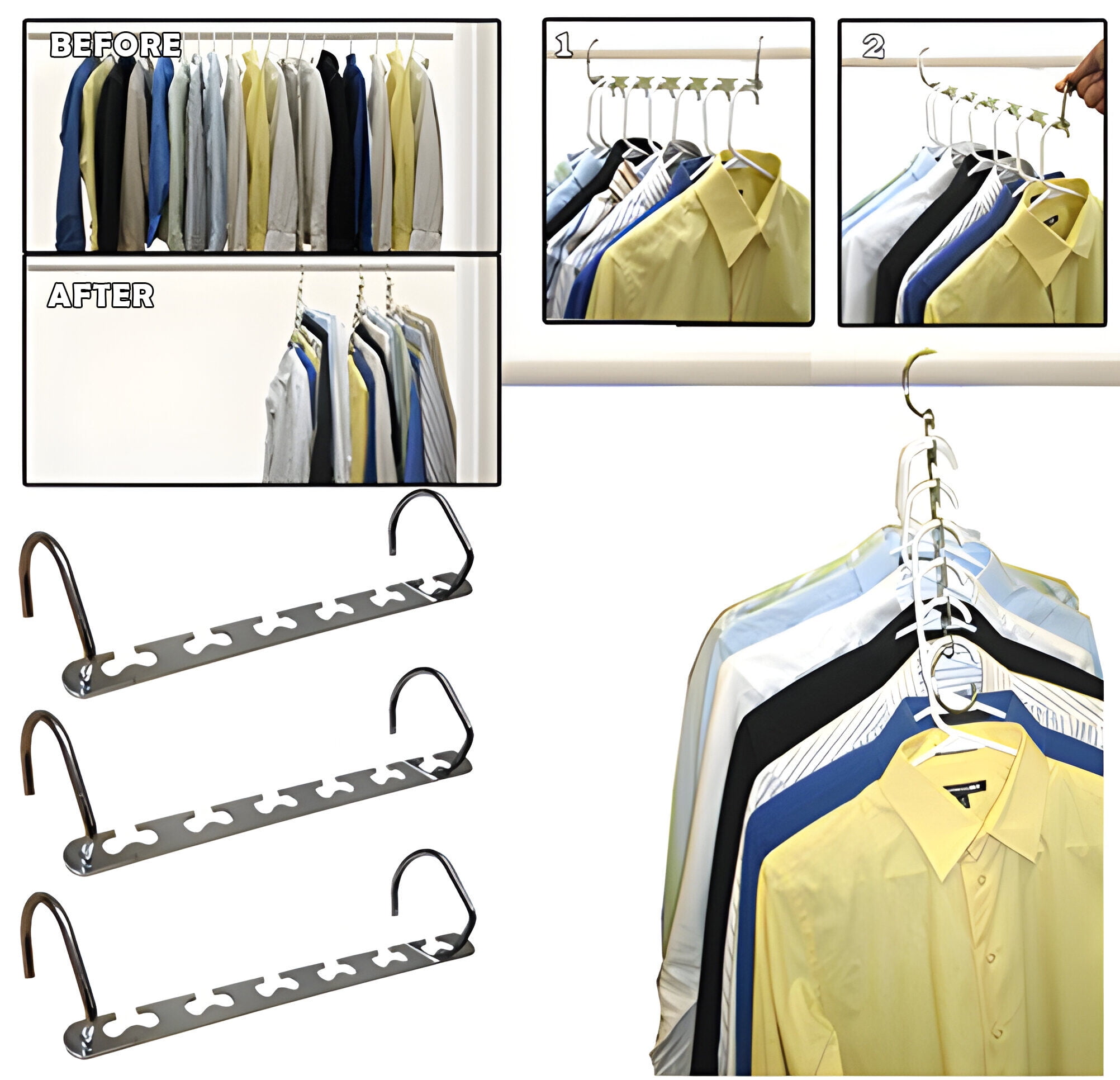  GEFTOL Space Saving Hangers Metal Hanger Magic Cascading Hanger  Closet Clothes Organizer(4 Pack) : Home & Kitchen