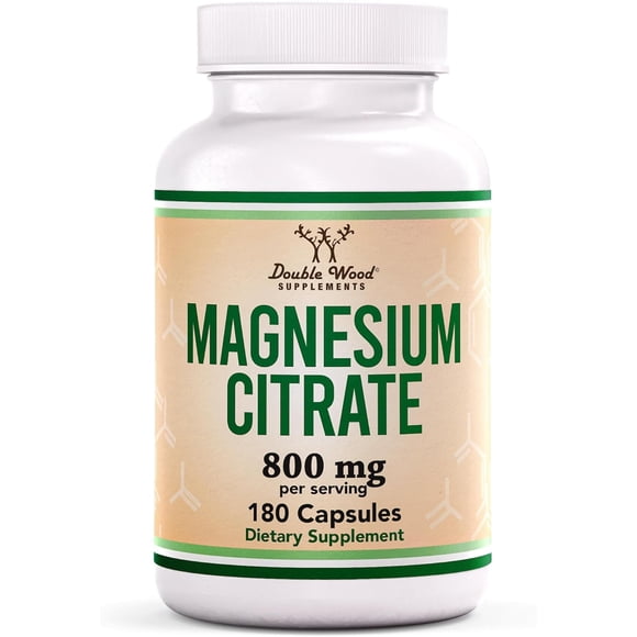 Double Wood Magnesium Citrate | 800 Mg Per Serving | 90 Servings | 180 Capsules
