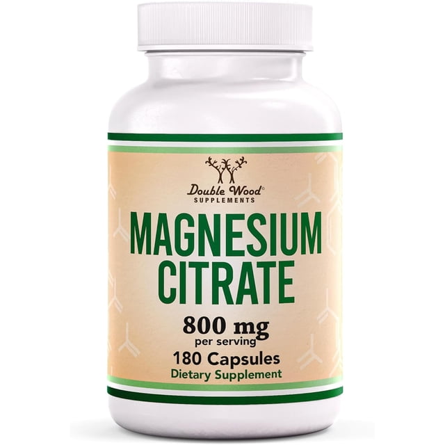 Double Wood Magnesium Citrate | 800 Mg Per Serving | 90 Servings | 180 Capsules