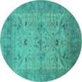 thumbnail image 1 of Ahgly Company Indoor Round Oriental Turquoise Blue Industrial Area Rugs, 5' Round, 1 of 4