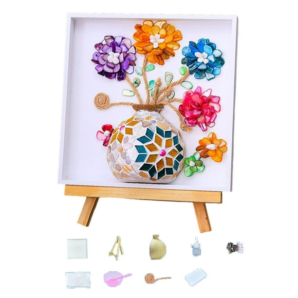 Posavasos de mosaico, kit de manualidades de mosaico DIY, bandeja 3D, suministros, paquete de material de arte para niños Estilo A