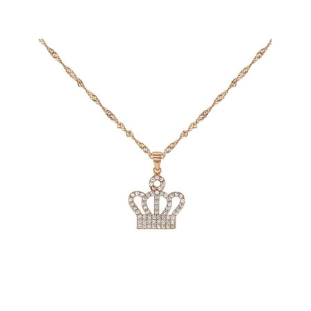Crown Slide Charm - 925 Sterling Silver CZ Princess Crown Pendant Necklace Charm Kids Girls 16
