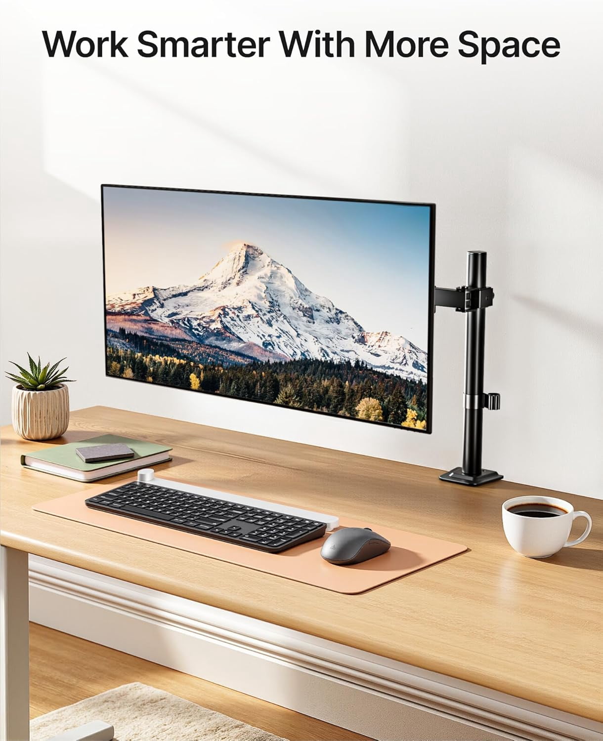 monTEK Single Monitor Stand for 17"–32" Screens, Fully Adjustable Monitor Arm Desk Mount up to 22 lb, C-Clamp & Grommet Base, VESA 75/100mm Computer Monitor Mount, Black