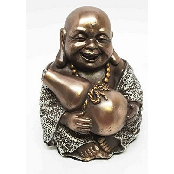 Happy Buddha Drunk With Chinese Wine Bottle Figurine Amulet Buddhism Eastern Enlightenment