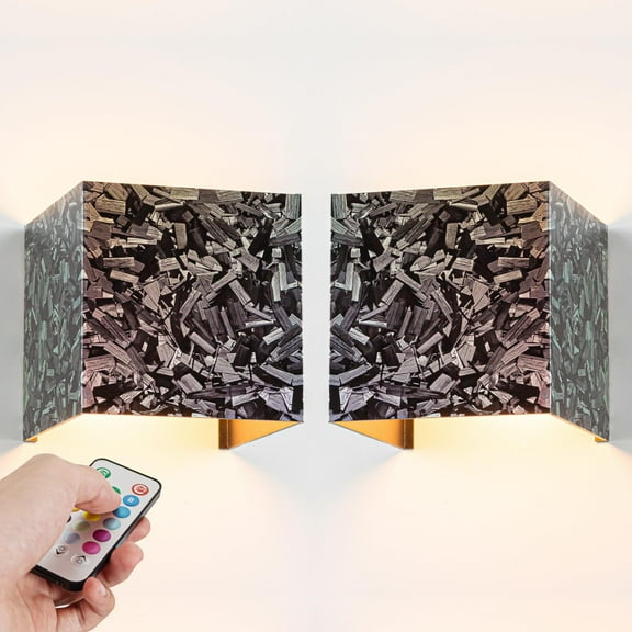Kiven Battery Operated Wall Sconces with Remote Control,Rechargeable Wall Lamp LED Indoor Up and Down,Set of 2 Dimmable Wall Lighting for Living Room Bedside Decor BD3071