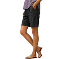 thumbnail image 5 of Women's Basketball Lace Trim Shorts, Patchwork Athletic Mid-Thigh Shorts, Elastic High Waist Workout Shorts, Loose Fit Sport Shorts, Yoga Exercise Shorts, Casual Streetwear Bottoms Black M, 5 of 7