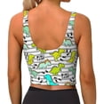 thumbnail image 4 of Uemuo Funny Dinosaurs on Stripes Pattern Women's Sports Bra - High Impact Support, Breathable, and Comfortable Athletic Bra for Running, Yoga, and Workouts, 4 of 9