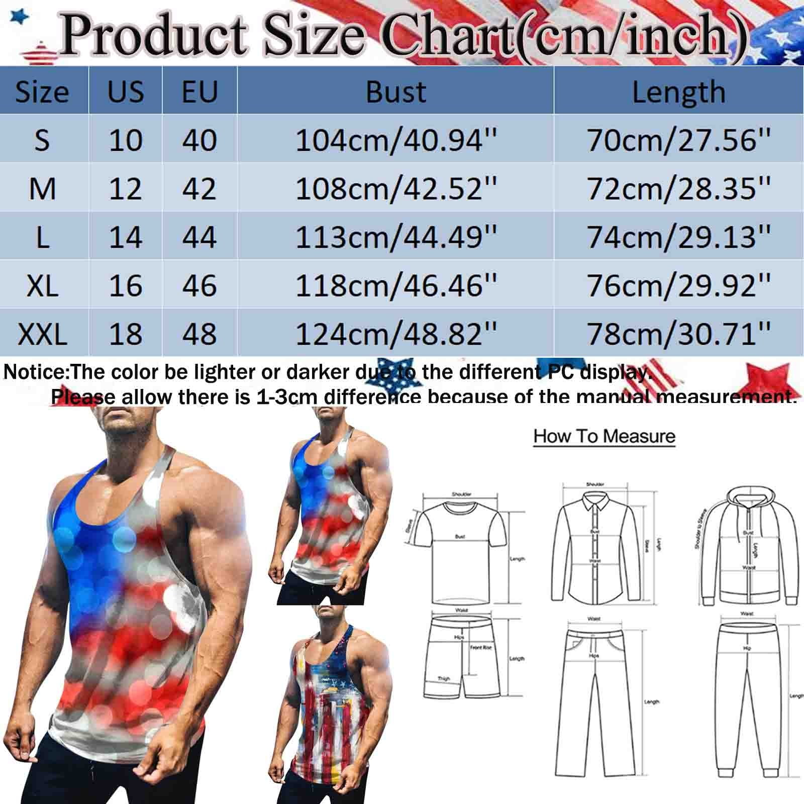 TANGNADE Men Independence Day Summer Vest Breathable Large Size Casual  Sleeveless Top Loose Full Print Tank Top Red + M 