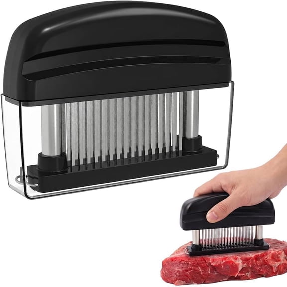 Meat Tenderizer Tool with 48 Stainless Steel Needle Blades, Spring Loaded Meat Tenderizer, Handheld Blade Meat Tenderizer for Steak, Beef, Chicken, Pork, BBQ Grill Kitchen Gadgets (Black*1pcs)M