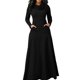 thumbnail image 1 of Vestidos largos lisos con bolsillos y manga larga con lazo para fiesta de noche para mujer, 1 of 5