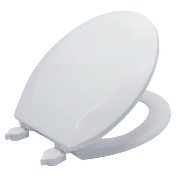 Mainstays White Round Plastic Toilet Seat, Easy off