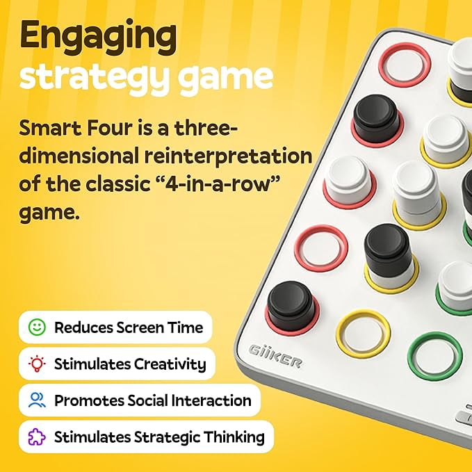 GiiKER Smart Four,4 in a Row Game for 1-2 Players,Gift for Kids and Adults,Ages 6+