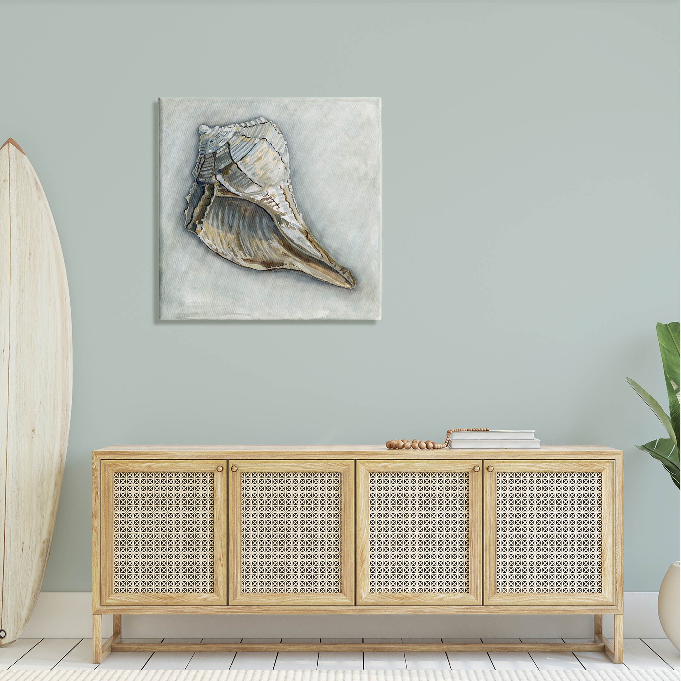 Stupell Industries Nautical Conch Shell Painting Gallery Wrapped Canvas Print Wall Art, Design by Erica Christopher