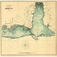 thumbnail image 2 of Vintage Maps 26x26 Gold Ornate Wood Framed with Double Matting Museum Art Print Titled - Approaches to Mobile Alabama 1864, 2 of 4