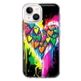 thumbnail image 1 of MUNDAZE Apple iPhone 14 Shockproof Clear Hybrid Protective Phone Case Colorful Rainbow Hearts Love Graffiti Painting Cover, 1 of 5
