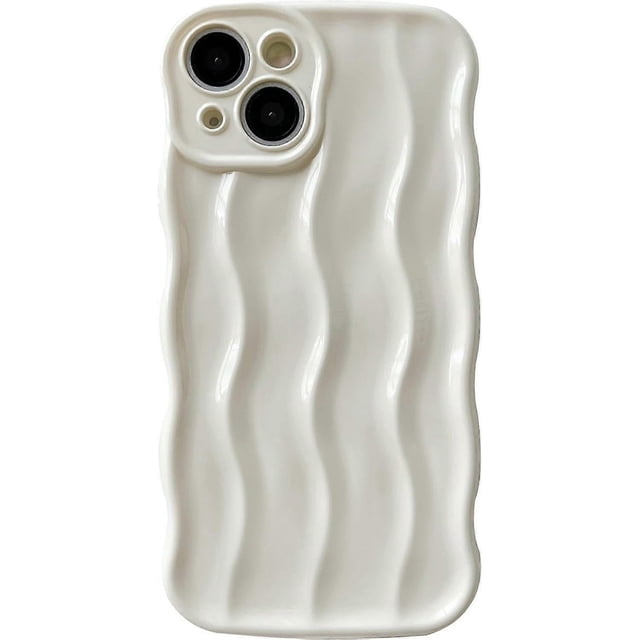 Water Ripple Pattern Curly Wave Frame Soft Compatible with iPhone Case (White,iPhone 13 Pro Max)