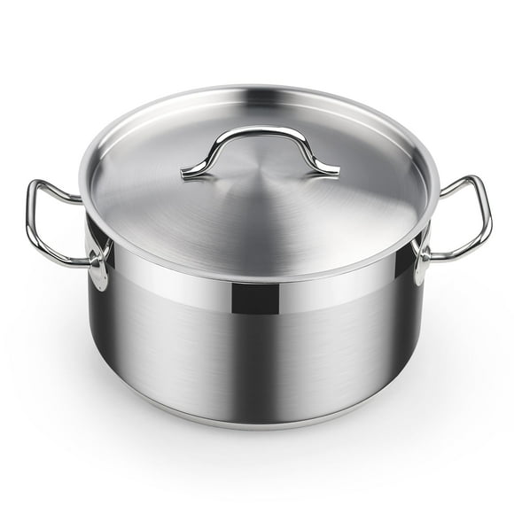 Cooks Standard 6-Quart Stock Pot with Lid, Professional 18/10 Stainless Steel Stockpot Dutch Oven Casserole Cooking Pot, Ollas de Cocina, Compatible with All Stovetops, Silver