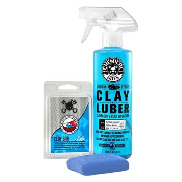 Chemical Guys CHGCLY-109 Light Duty Clay Bar & Luber Synthetic Lubricant Kit