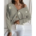 thumbnail image 3 of Alsol Lamesa Women's Cardigan Sweater Floral Print Open Front Buton Down Soft Knit Cardigans Sweater, 3 of 6