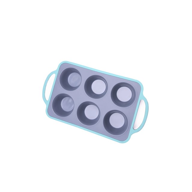 Moldes Molde para hornear antiadherente de 6 tazas con asa Utensilios para hornear Cupcakes Decoración Gadget de cocina Esfera de molde de Herramientas y accesorios para hornear gris y verde Billuyoard HA080611-02