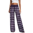 thumbnail image 3 of HomeDM Pants for Women Wide Leg Tie-Dye Striped Pants with Pockets Purple Drawstring Lounge Trousers for Athletic Work Size L, 3 of 7