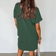 thumbnail image 7 of Laqbezok Ribbed Knit Pocket Dress, Casual Textured Vertical Short Sleeve Stripe Mini Dress, Slimming Round Neck Summer T-Shirt Dress, Solid Color Tunic Sun Dress, 7 of 7