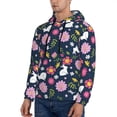 thumbnail image 3 of Naloa Floral Rabbit Men's Casual Hooded Collar Drawstring Hoodies Pullover Sweatshirts Casual Long Sleeve Shirts-Medium, 3 of 7