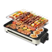 Casualife Electric Griddle, 2 in 1 Indoor Smokeless Grill with Removable Non Stick Plate, 1500W, 5 Temp Settings