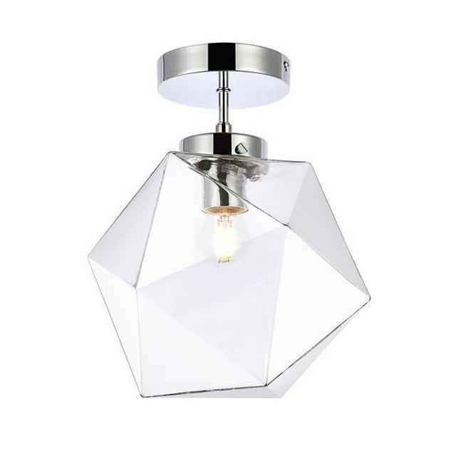 Living District LD2346C Lawrence 1 Light Chrome & Clear Glass Flush Mount