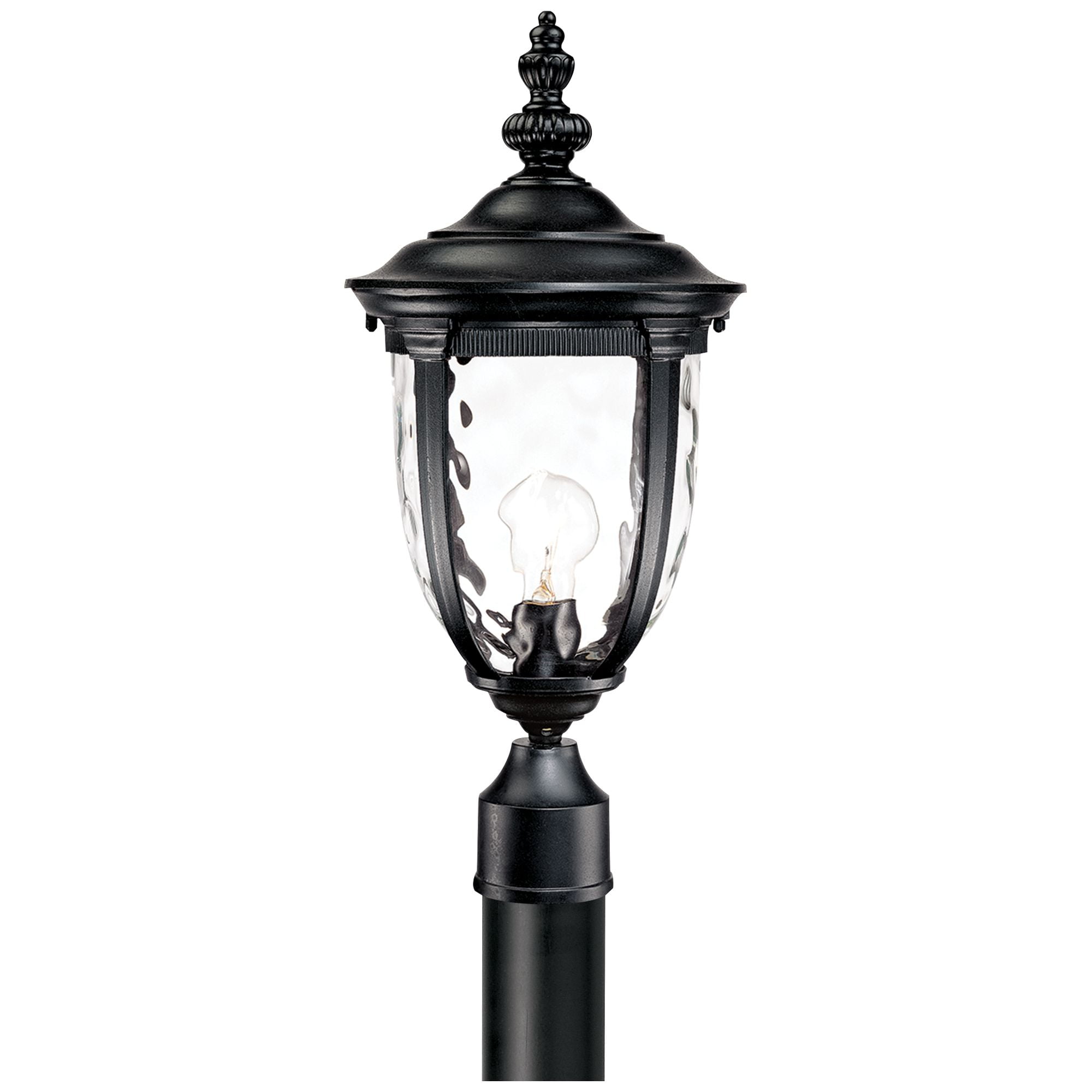 John Timberland Bellagio Rustic Outdoor Post Light Texturized Black with Burial Pole 103" Clear Hammered Glass for Exterior Barn Deck House Porch Yard