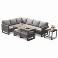 thumbnail image 2 of PARKWELL 7 Pieces Outdoor Patio Dining Set,Wicker Sectional Sofa Furniture Set with Rectangle Table and Cushioned Seat Ottoman for 7-Person,Gray, 2 of 10