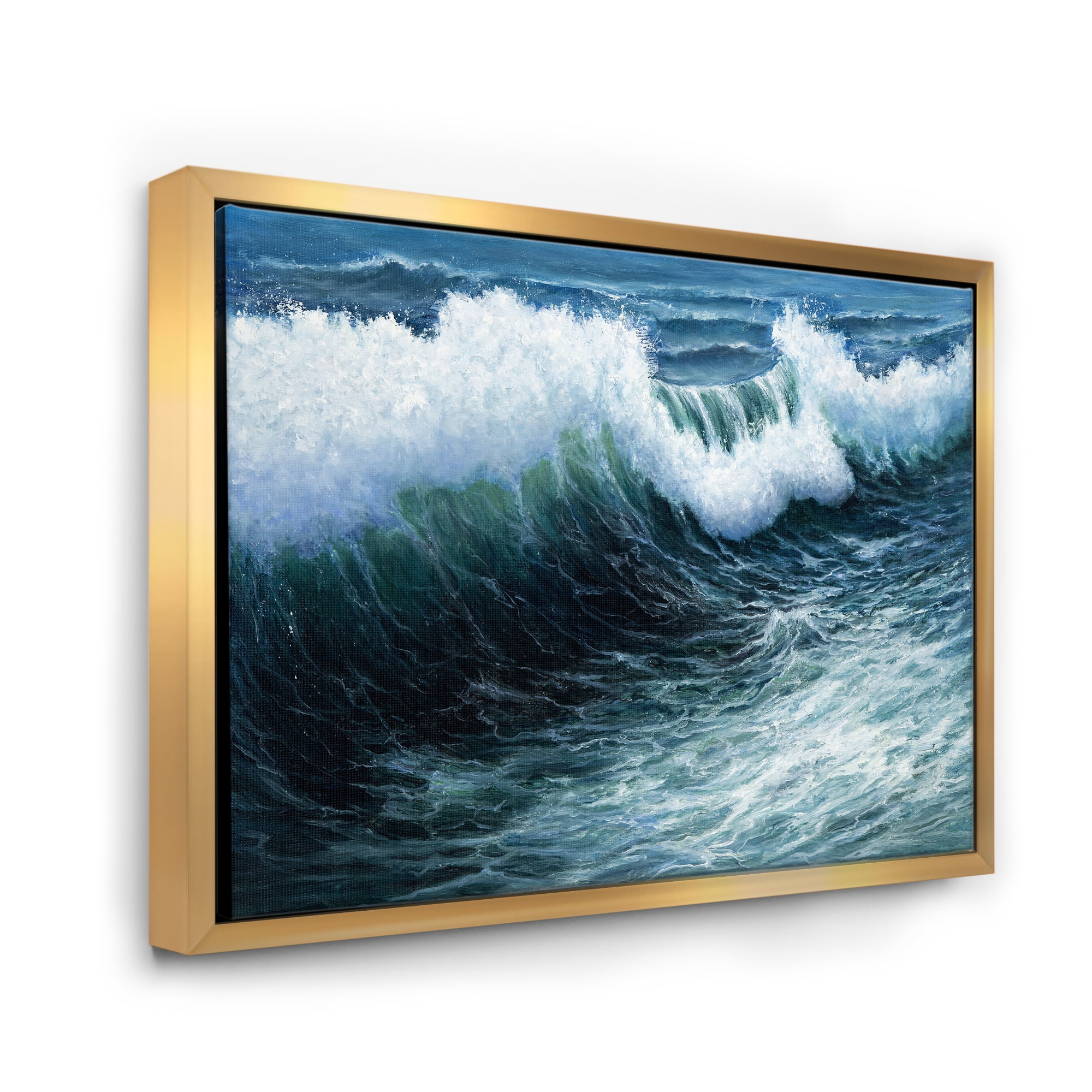 Designart 'The Ocean With Storm Waves' Nautical & Coastal Framed Canvas Wall Art Print