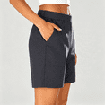 thumbnail image 4 of Cmfcve Womens 7 Inch Inseam Bermuda Shorts Mid Rise Stretch Pull On Summer Shorts with Pockets, 4 of 8