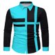 thumbnail image 1 of Camisa de hombre casual patchwork suave cómoda corte entallado solapa botón negro blanco para hombre talla grande, 1 of 6