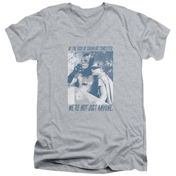 Batman Classic TV Boogie Nights S/S Adult V-Neck T-Shirt 30/1 T-Shirt-Athletic Heather