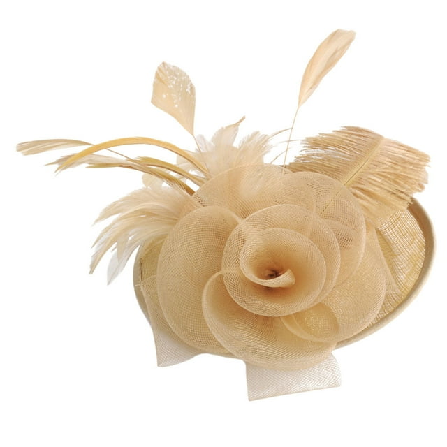 relayinert Chapeau Fascinant Rétro Élégant Réversible Toutes Saisons Ajustement Réglable Femmes Fleur Maille Rubans Plumes Fedoras Chapeau Café 1Ensemble