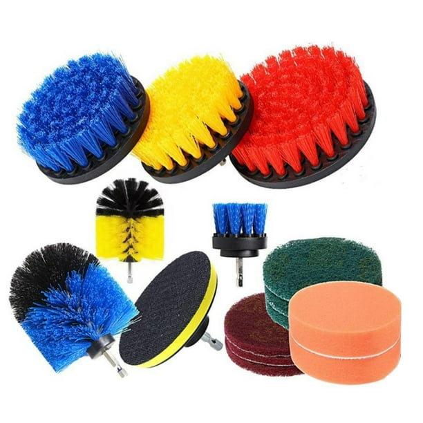 Yeacher 15Pcs Drill Brush Attachment Set Power Scrubber Drill Brush for